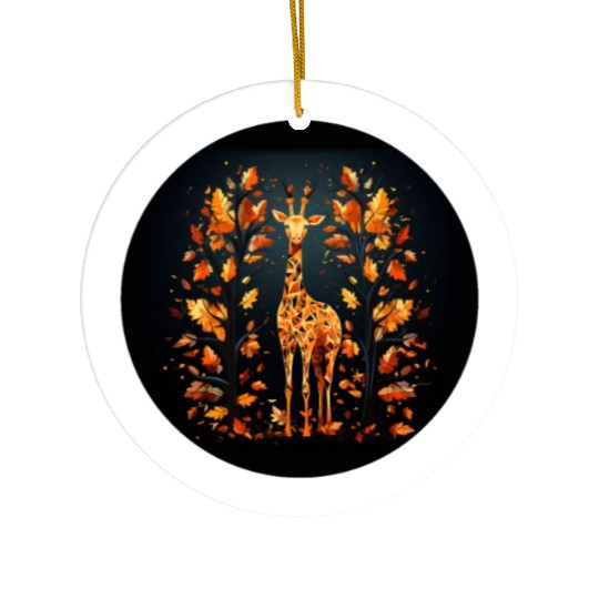 Giraffe in Autum Design Ceramic Ornaments