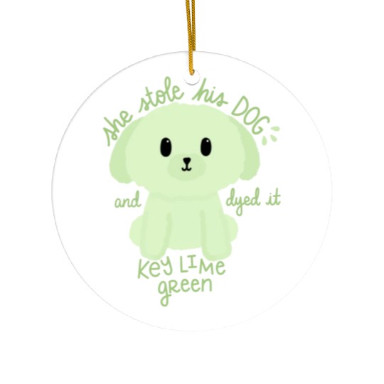 Key Lime Green Dog Ceramic Ornaments