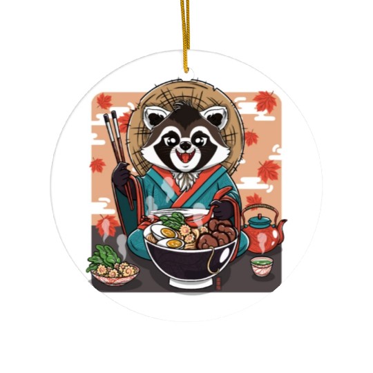 Tanuki Autumn Ramen Ceramic Ornaments