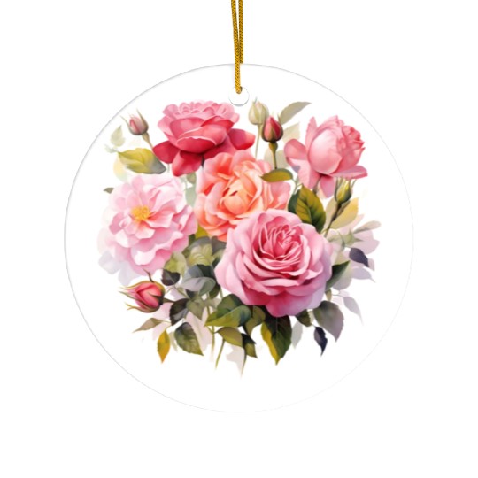 Nature's Artistic Elegance English Rose Tapestry Ceramic Ornaments