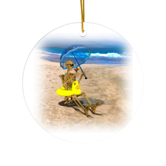 Grim reaper with his favorite cocktail on the Ceramic Ornaments