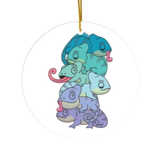 Neptunic Flag Pride Lgbtq Cute Chameleon Pile Ceramic Ornaments