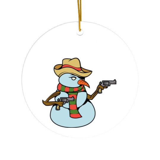 Ew People Armed Snowman Ceramic Ornaments