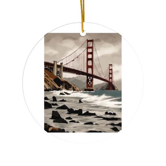 Golden Gate Bridge California Ceramic Ornaments, Golden Gate