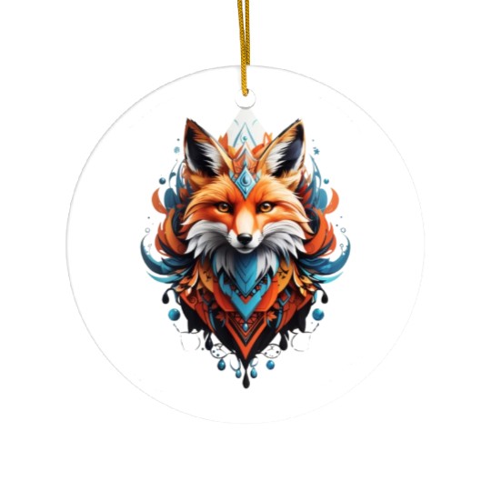 Mystical fox head artwork Ceramic Ornaments