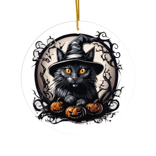 Witch Black Cat Gaze Ceramic Ornaments
