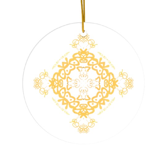Intricate Gold Mandala Pattern Ceramic Ornaments