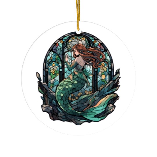 Stained Glass Mermaid Ceramic Ornaments