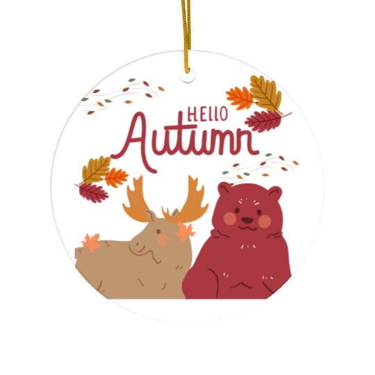 Hello Autumn Square Ceramic Ornaments