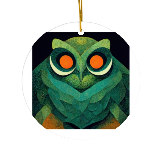 Mod Owl: Feathery Orange-Eyed Owl Ceramic Ornaments