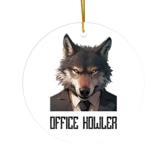 Office Howler. Business wolf Ceramic Ornaments