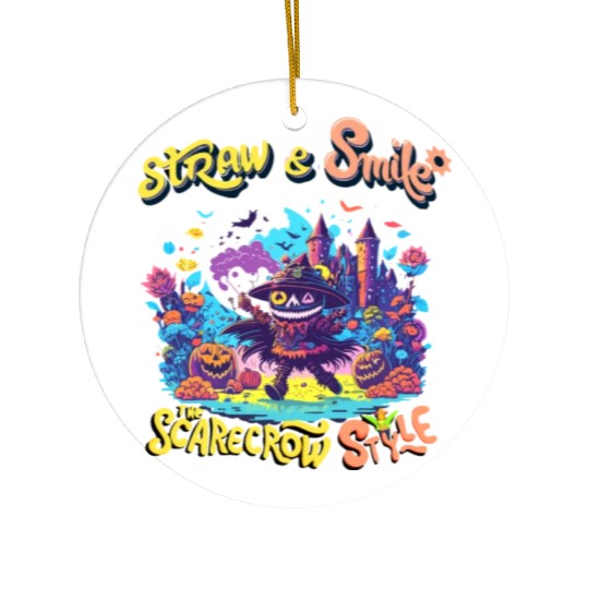 Straw & Smile The Scarecrow Funny Cute Halloween Ceramic Ornaments