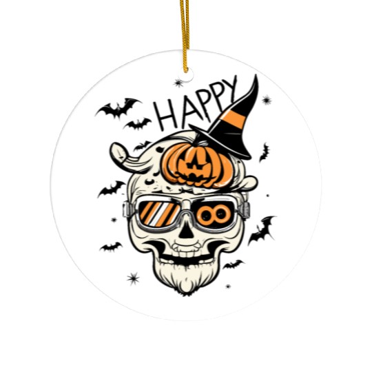 Skull Candy Punppkin Halloween Ceramic Ornaments