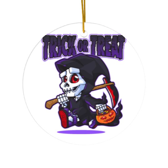 Halloween Trick or Treat Grim Reaper Ceramic Ornaments