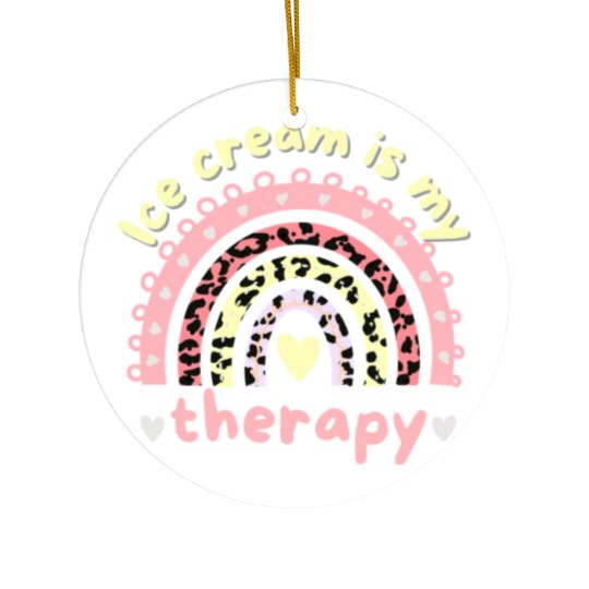ice cream is my therapy Ceramic Ornaments