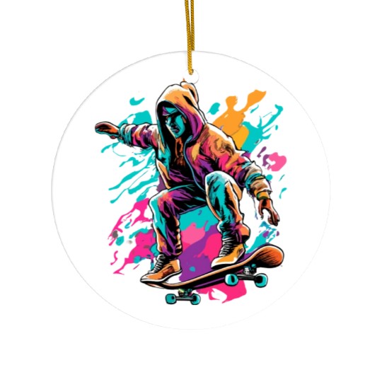 Cyberpunk Skater Vector Ceramic Ornaments
