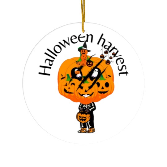 Halloween Harvest Pumpkin Slash Trick or Treater Ceramic Ornaments