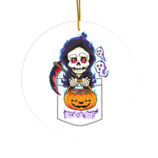 Halloween Pocket Chibi Grim Reaper Trick or Treat Ceramic Ornaments