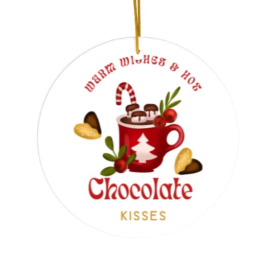 Merry Christmas Warm Wishes and Hot Chocolate Ceramic Ornaments