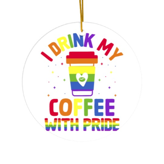 Gay Pride Parade Caffeine LGBTQ Coffee Drinker Ceramic Ornaments