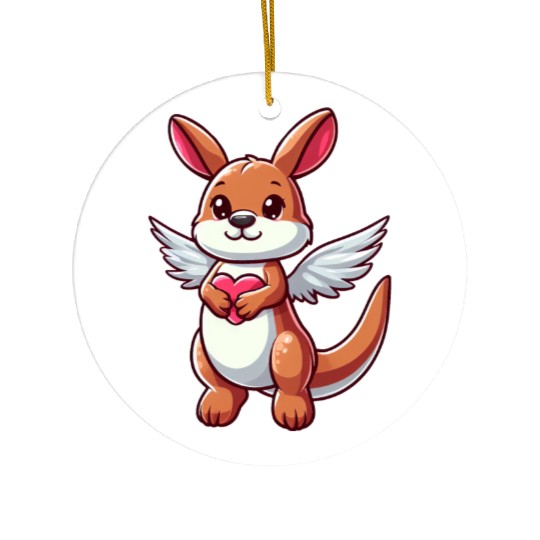 Angel Kangaroo Heart Wings Ceramic Ornaments