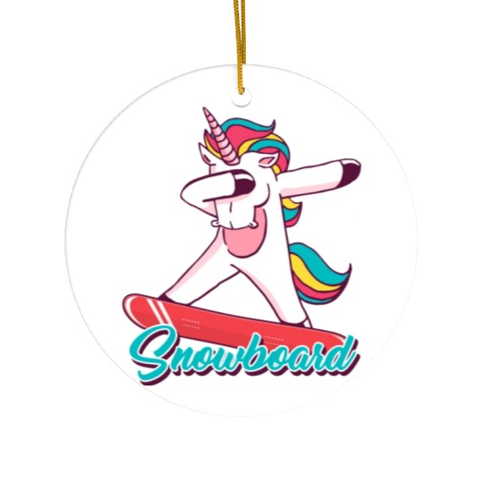 Snowboard Girls Snowboarding Unicorn Ceramic Ornaments