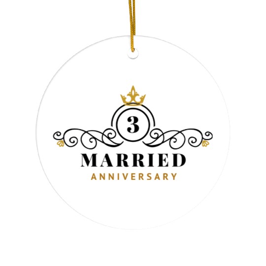 3rd Wedding Anniversary Ceramic Ornaments