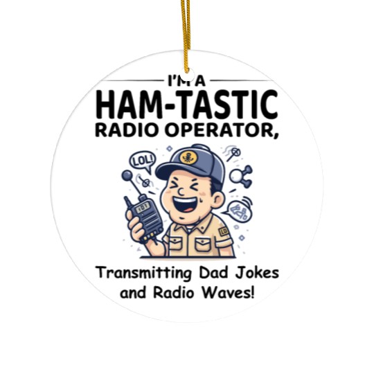 Happy Amateur Ham Radio Operator with Microphone Ceramic Ornaments
