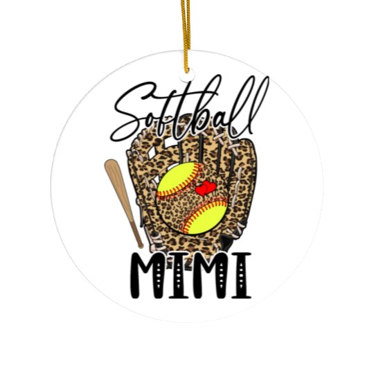 Softball Mimi Leopard Game Day Softball Lover Ceramic Ornaments