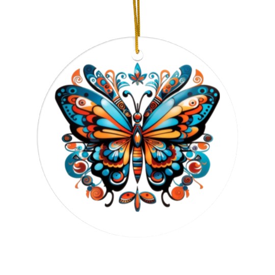 Aztec Butterfly Rainbow Butterfly Women’s Ceramic Ornaments