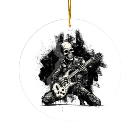 Halloween Skeleton Playing Guitar - Music Ceramic Ornaments
