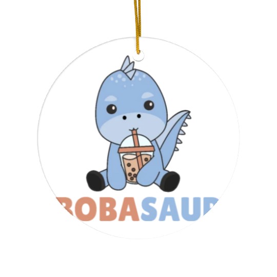 Bobasaur Boba Dinosaur Dino Bubble Tea Ceramic Ornaments