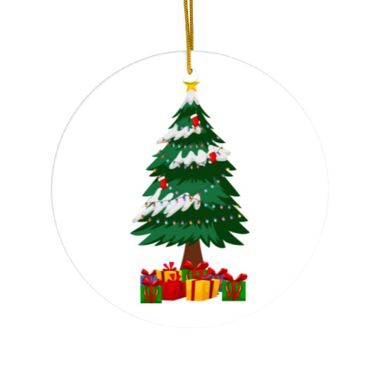 Merry Christmas Tree with Surprise Presents Boxes Ceramic Ornaments