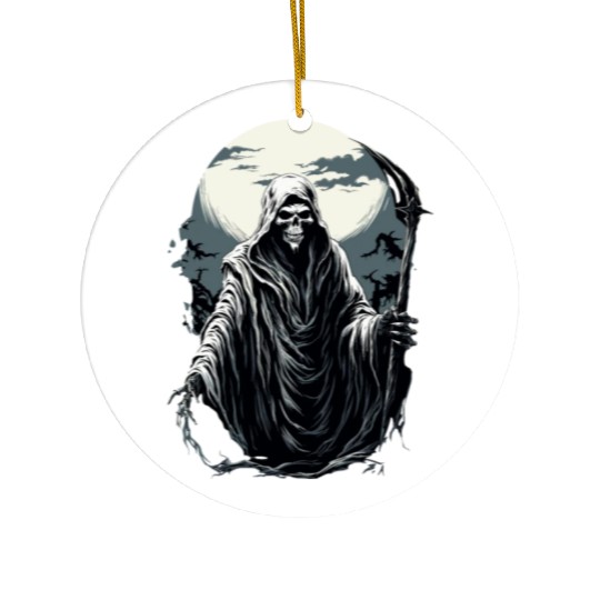 Spooky Halloween Grim Reaper Ceramic Ornaments