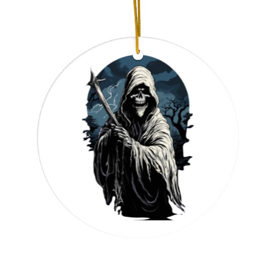 Spooky Halloween Grim Reaper Ceramic Ornaments