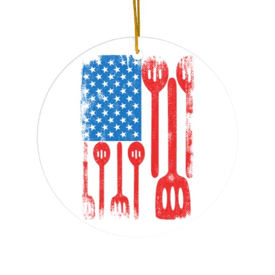 US Patriotic Cook Ceramic Ornaments