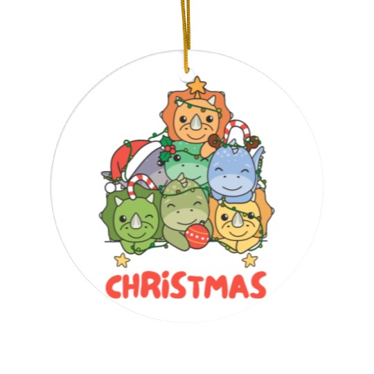Dinosaur Christmas Tree Merry Christmas Ceramic Ornaments