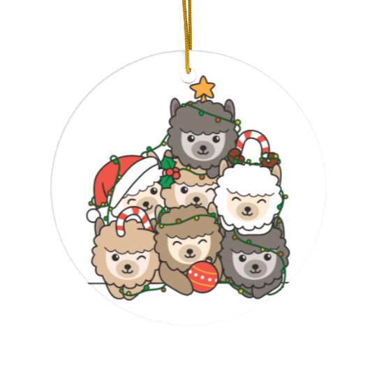 Alpaca Christmas Tree Funny Animal Christmas Ceramic Ornaments