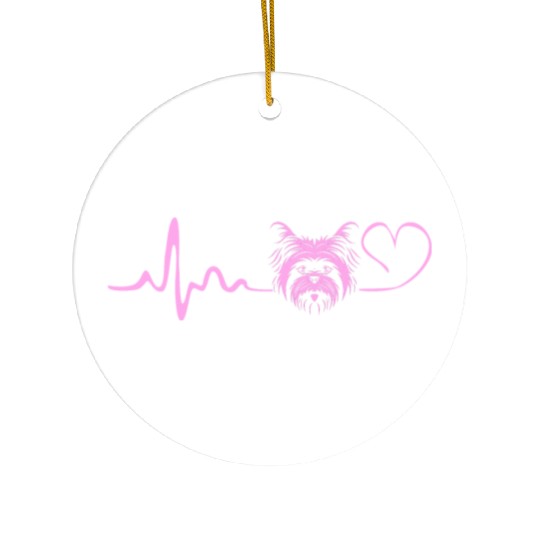 Yorkshire Terrier Dog Lover Yorkie Heartbeat Ceramic Ornaments