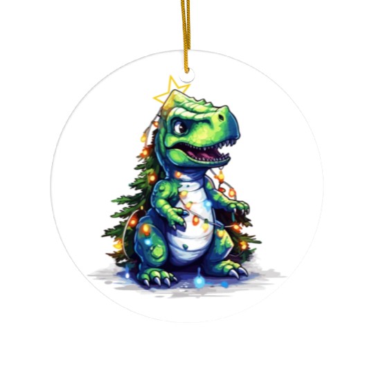 Dinosaur Christmas Tree T Rex Boys Girls Pajama Ceramic Ornaments