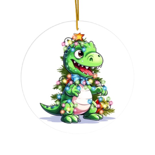 Christmas Dino Kids Funny T rex Christmas Tree Boy Ceramic Ornaments