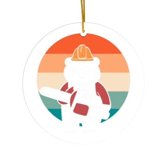 Panda Chainsaw Tree Worker Ceramic Ornaments