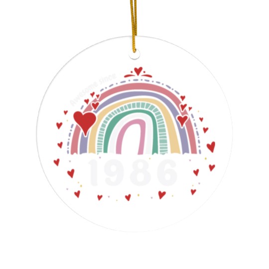 Cute Rainbow Awesome 1986 - 37th Birthday w/ Ceramic Ornaments