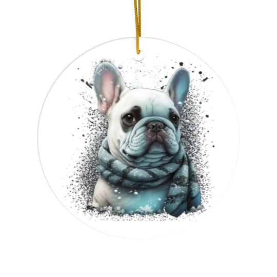 French Bulldog | Winter Snow Christmas Cute Ceramic Ornaments