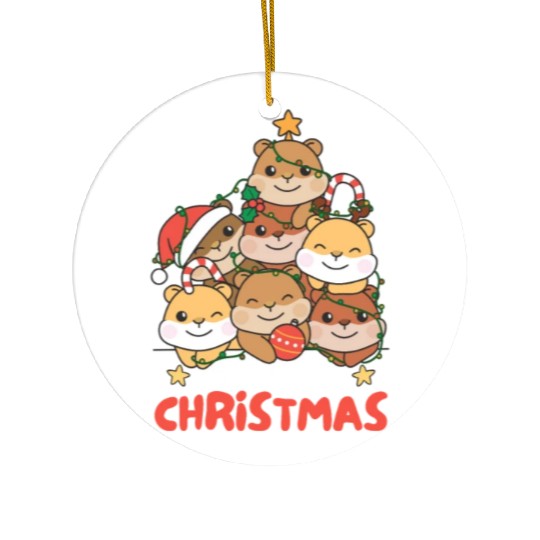 Hamster Christmas Tree Merry Christmas Ceramic Ornaments