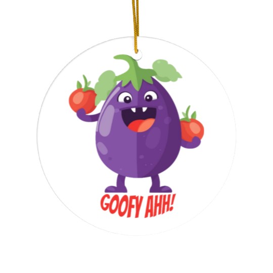 Eggplant Tomato Party Goofy Ahh Ceramic Ornaments