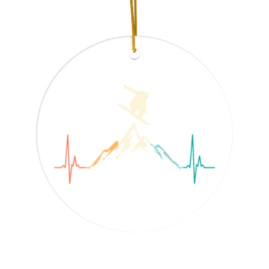 Snowboarding Heartbeat Snowboarder Ceramic Ornaments