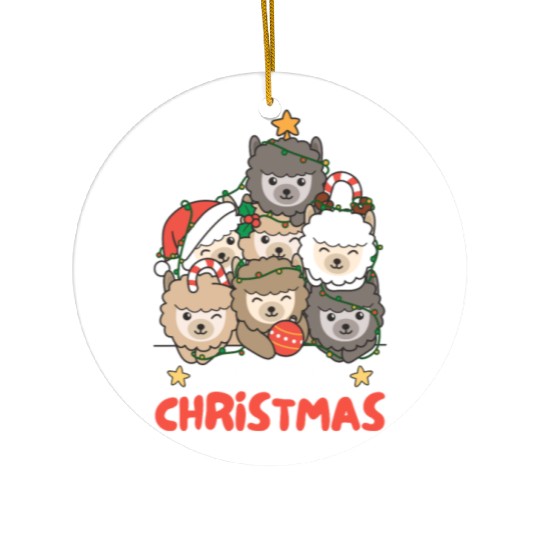 Alpaca Christmas Tree Merry Christmas Ceramic Ornaments