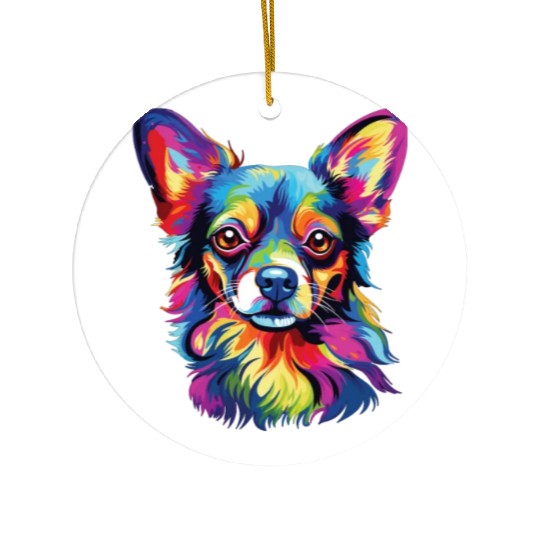Watercolor Colorful Chihuahua Ceramic Ornaments