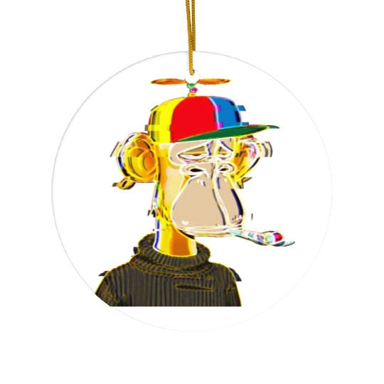 NFT A sad monkey celebrating his birthday and blow Ceramic Ornaments